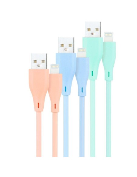 CABLE LIGHTNING A USB 2.0 NANOCABLE A/M 1M 3UD BLUE PINK GREEN