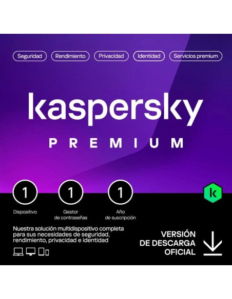 ANTIVIRUS KASPERSKY PREMIUM 1YEAR 1L PC/MAC/ANDROID/IOS L.ELECTRONICA