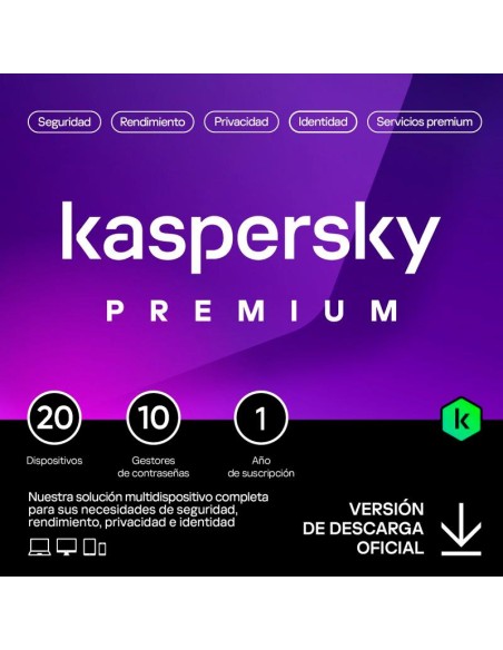 ANTIVIRUS KASPERSKY PREMIUM 1YEAR 20L PC/MAC/ANDROID/IOS L.ELECTRONICA
