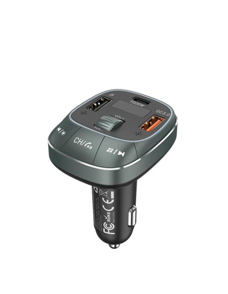 TRANSMISOR COCHE VENTION FM MP3 BLUETOOTH USB-C 2XUSB 30W BLACK