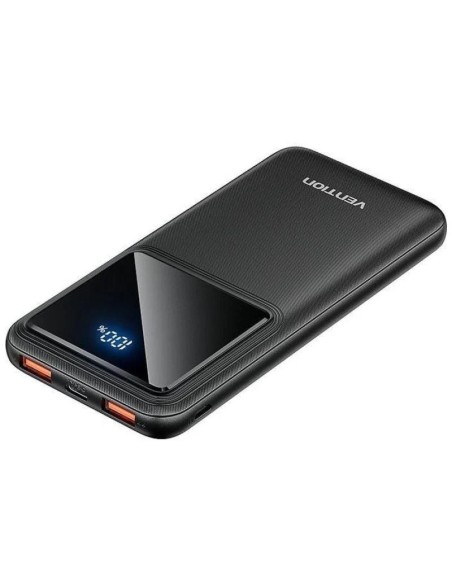POWERBANK VENTION 10000MAH 2XUSB-A + USB-C LED DISPLAY 22.5W BLACK