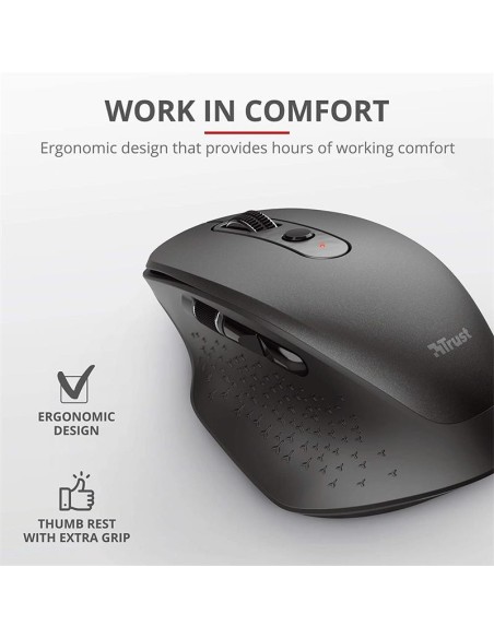 RATON TRUST OZAA ERGONOMICO RECARGABLE WIRELESS BLACK