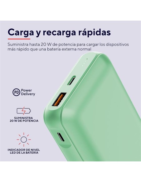 POWERBANK TRUST REDOH 20000MAH USB-A + X2 USB-C GREEN