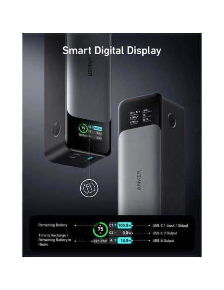 POWERBANK ANKER 737 GEN2 2XUSB-C + 1XUSB-A 140W FAST CHARGE 24000MAH BLACK