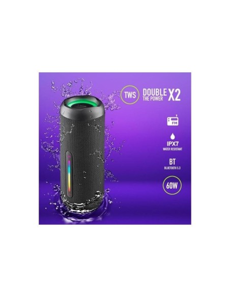 ALTAVOCES NGS ROLLER FURIA 3 RGB PORTATIL WATERPROOF 60W IPX7/BT/USB BLACK